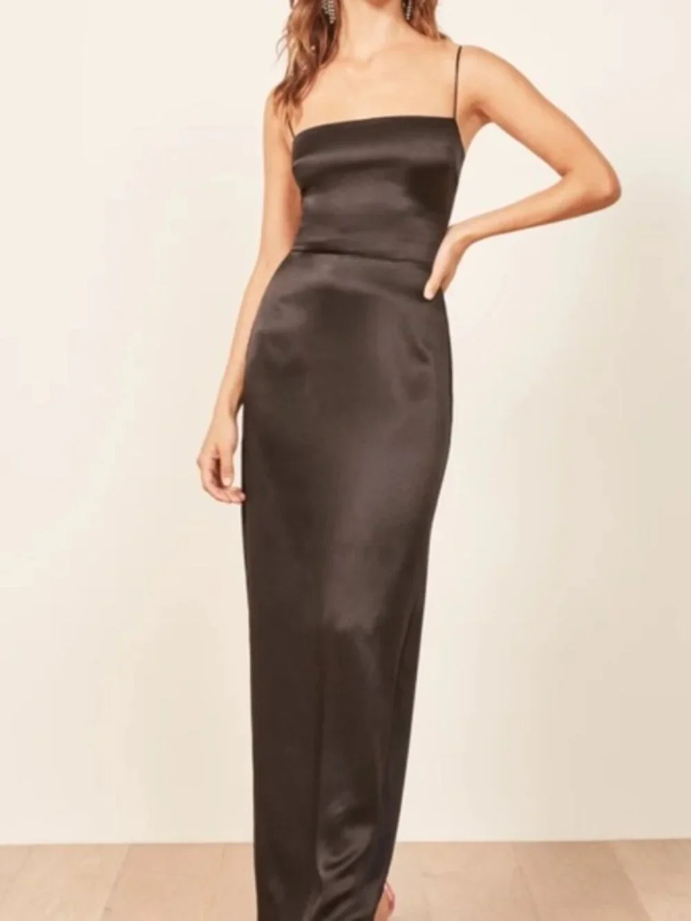 NWT Reformation Frankie Silk Dress Black - Picture 3 of 7